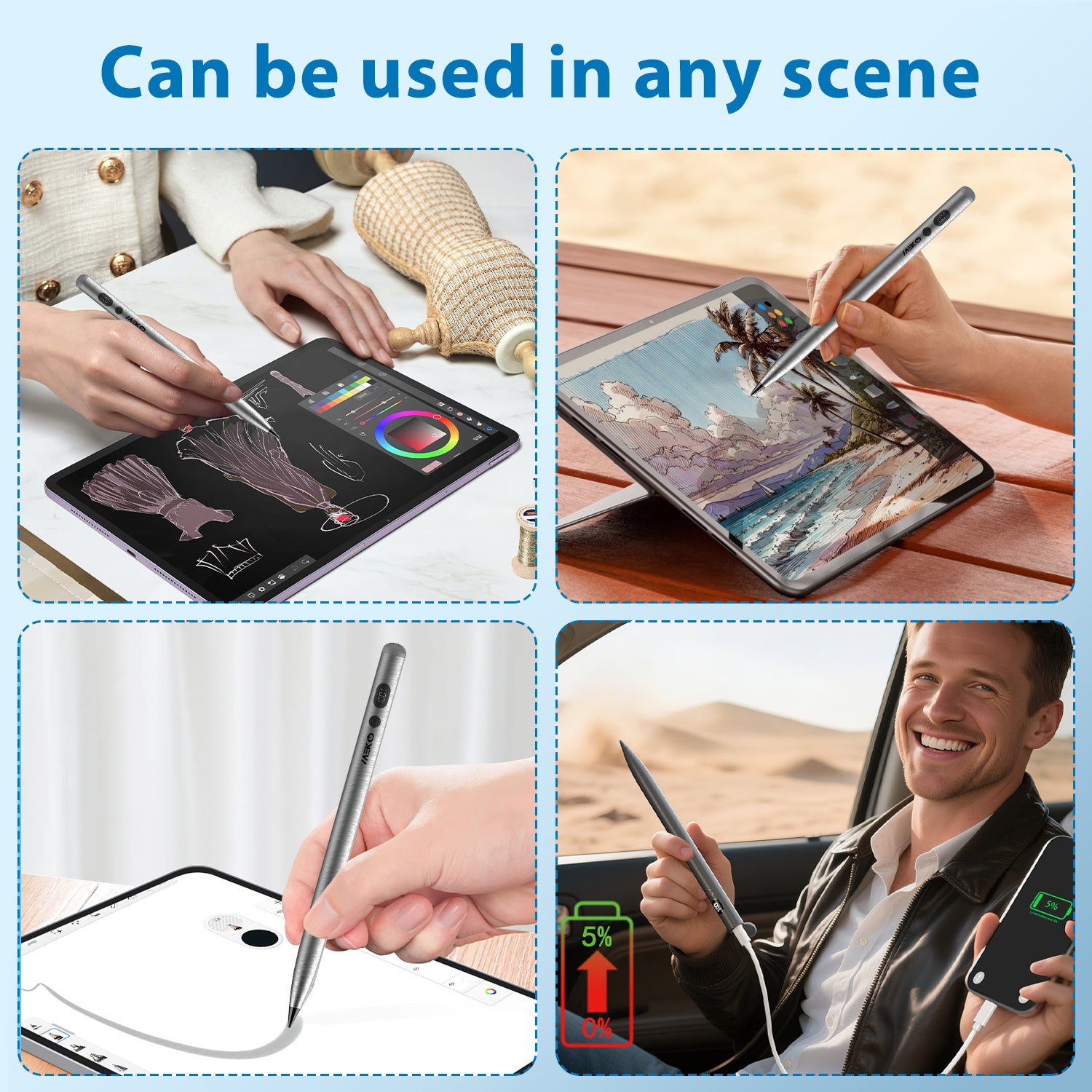 Stainless Steel Active Stylus with Portable Emergency Power Bank